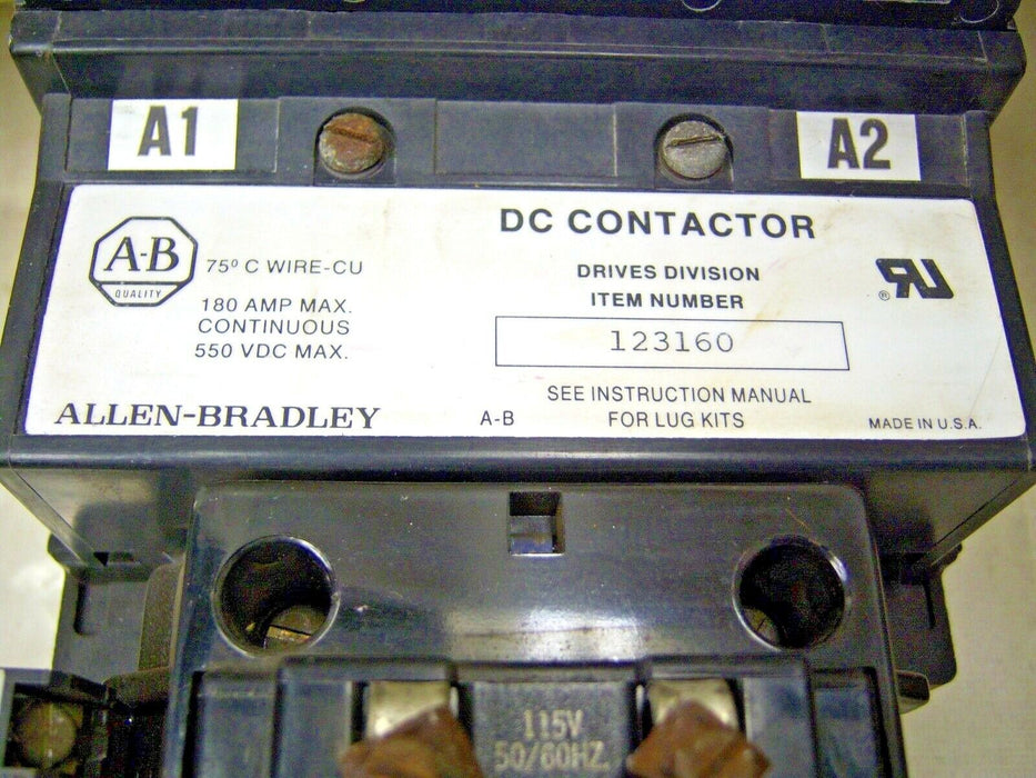 Allen-Bradley DC Contactor 123160 180A DC 115V 2NO 1NC