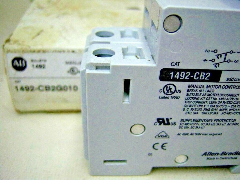 Allen-Bradley G Curve Circuit Breaker Din Rail 2P 1A 1492-CB2G010