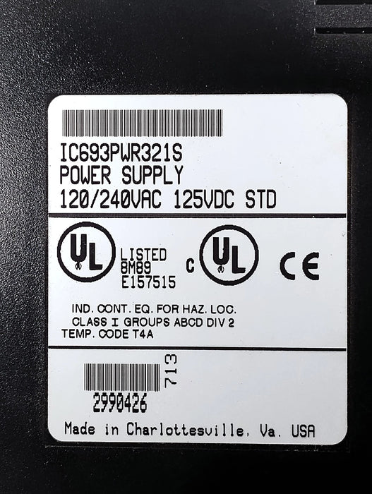 GE Fanuc IC693PWR321 Series 90-30 30 W PLC Power Supply