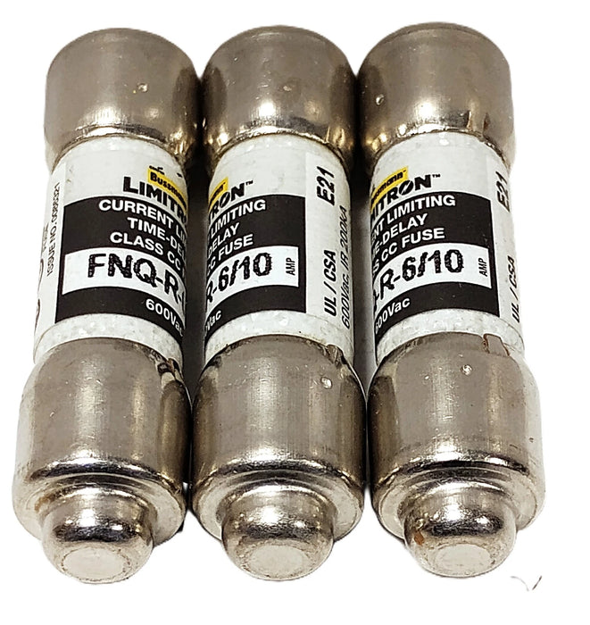 Bussmann FNQ-R-6/10 600 V AC 6/10 A Class CC Current-Limiting Time-Delay Fuses