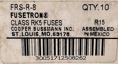 Bussmann FRS-R-8 600 V AC / 300 V DC 8 A Time-Delay Fuses - Lot of 7