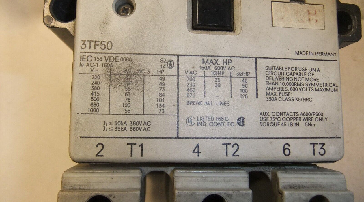 Siemens Contactor 3TF50 110V