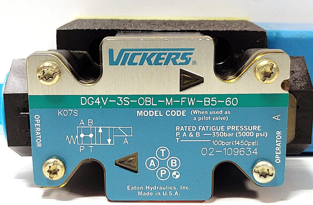 Vickers DG4V-3S-OBL-M-FW-B5-60 100 bar Solenoid Valve 110/120 V AC Coil