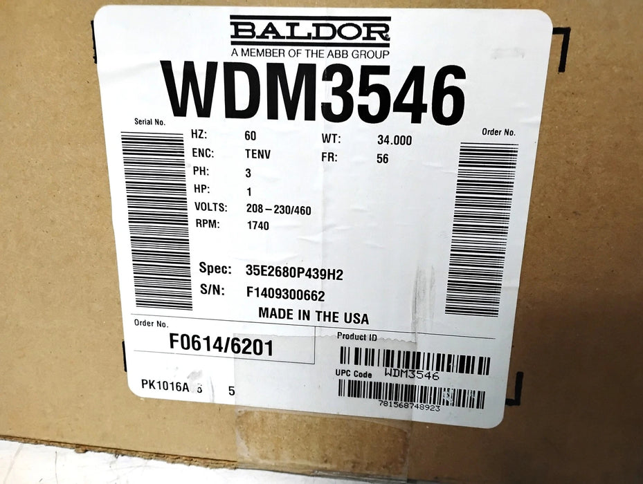 Baldor WDM3546 230/460 V 1740 RPM 1 HP Wash Down Motor