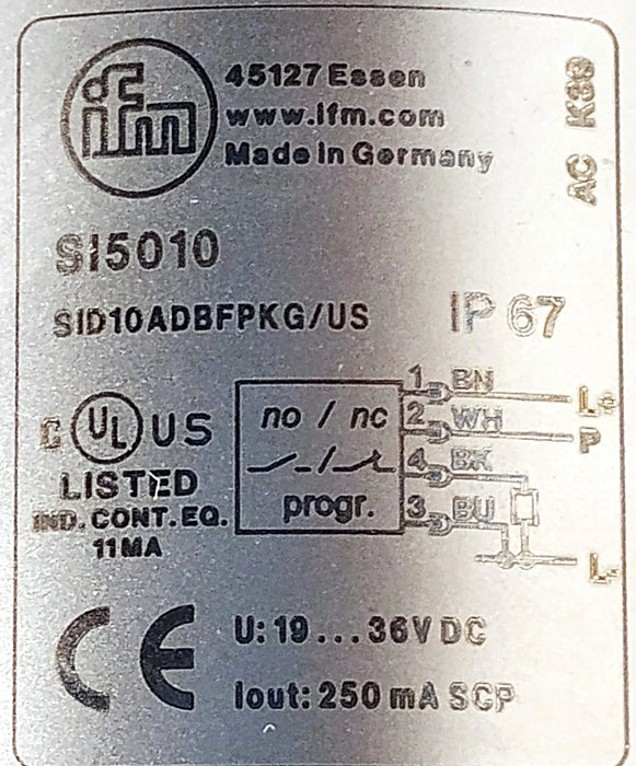 Efector SID10ADBFPKG/US S15010 SI8503 19-36 V DC Flow Monitor w/ E40107 Fitting