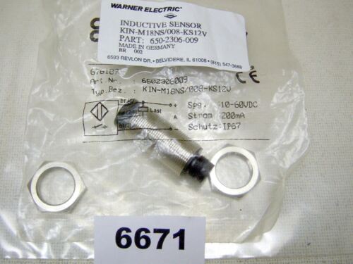 Warner Electric Inductive Proximity Sensor 650-2306-009 10-60 VDC 200mA