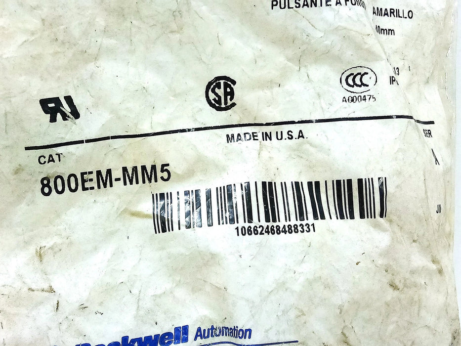 Allen-Bradley 800EM-M5 40 mm Gold Mushroom Head Momentary Pushbutton