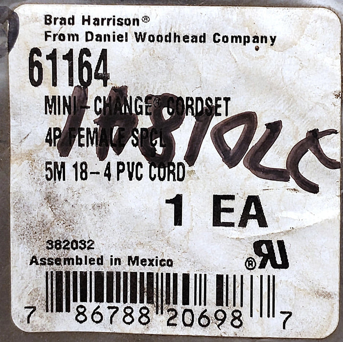 Brad Harrison 61164 5 m PLC Cable w/ one 4-Pin Circular Connector