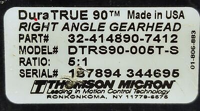 Thomson Micron DTRS90-005T-S DuraTRUE90 5:1 Right Angle Gearhead