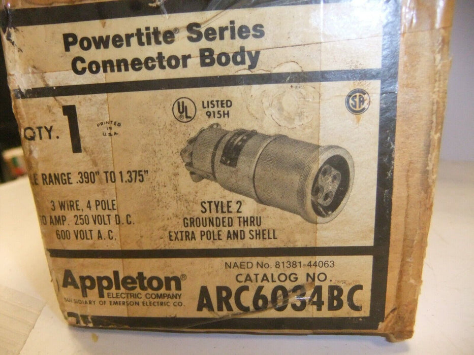 Appleton Powertite Connector Body ARC6034BC