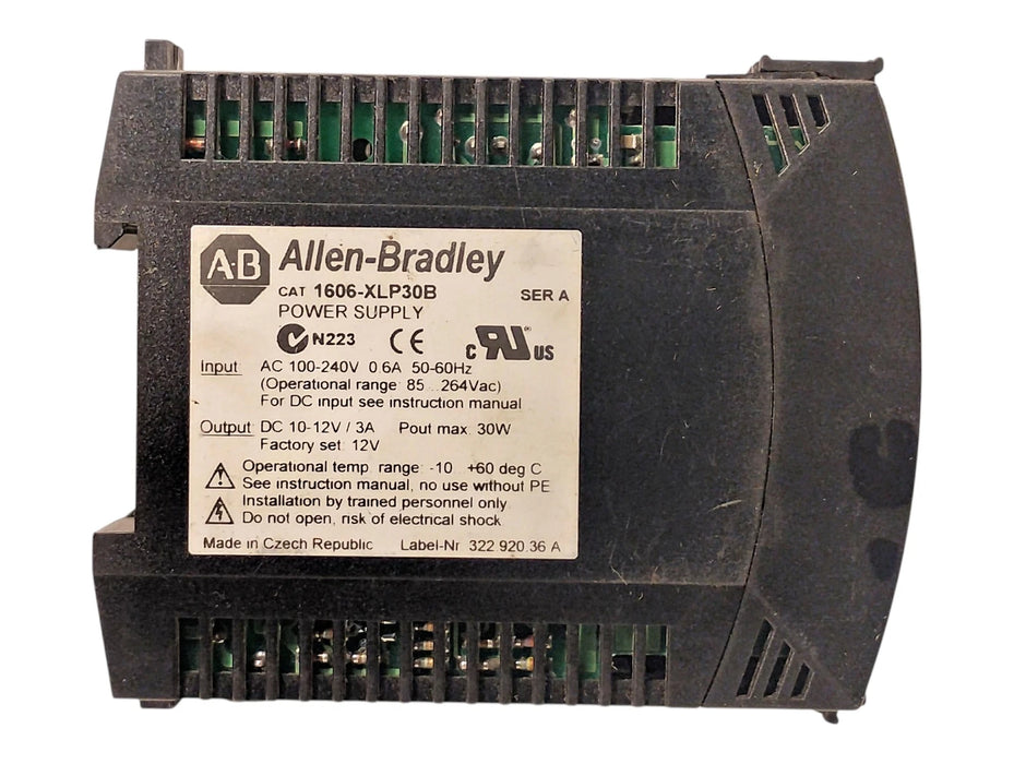 Allen-Bradley 1606-XLP30B 100-240VAC 30 W PLC Power Supply w/ 10-12VDC Output