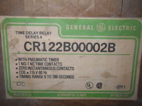 GE CR122B00002B Time Delay Relay