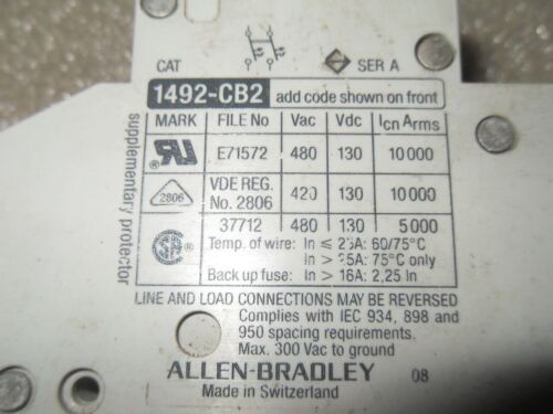 Allen-Bradley 1492-CB2-G070 7A Circuit Breaker