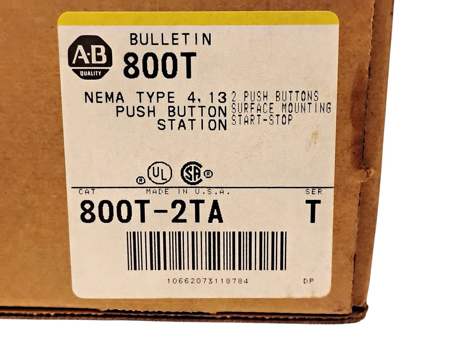 Allen-Bradley 800T-2TA Series T NEMA 4, 13 Push Button Station w/ 2 Pushbuttons
