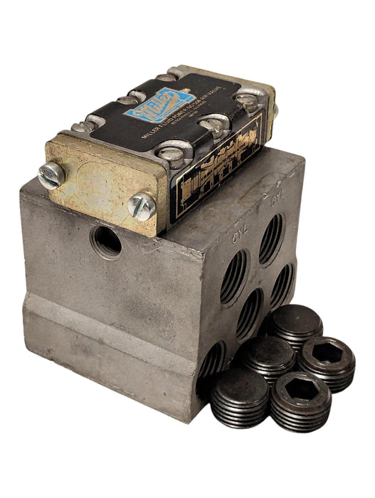 Miller Fluid Power 504 Air Control Valve w/ Manifold and Plugs