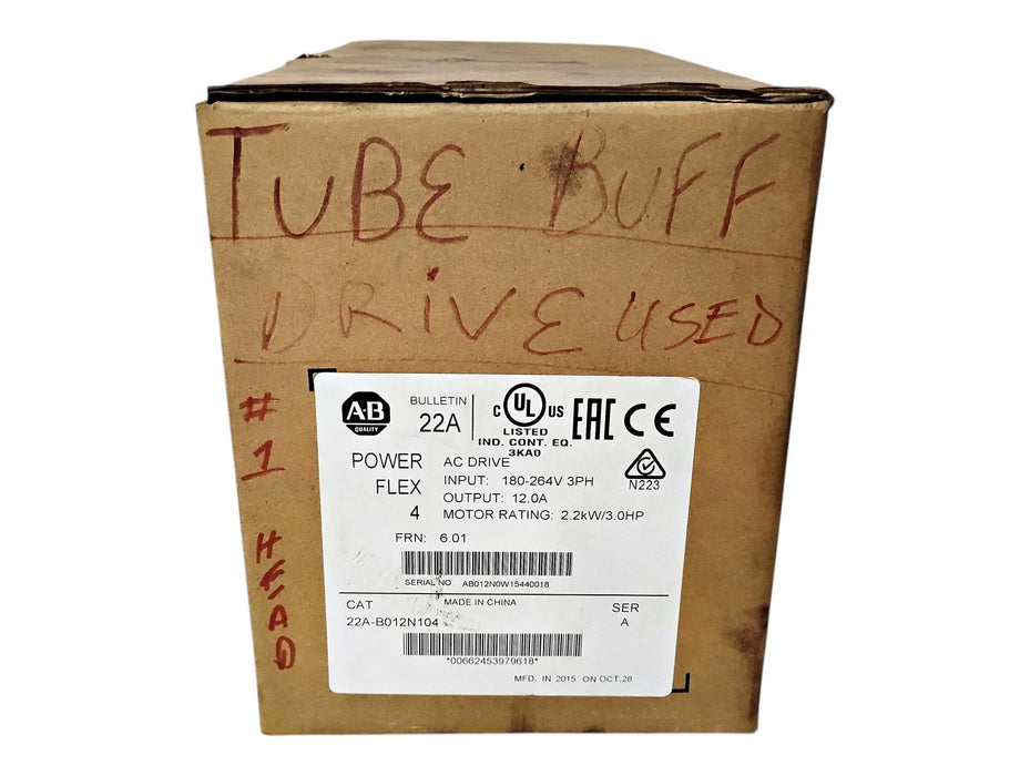 Allen-Bradley 22A-B012N104 Ser A FRN 6.01 240 V 3 HP 2.2 kW Variable Freq Drive