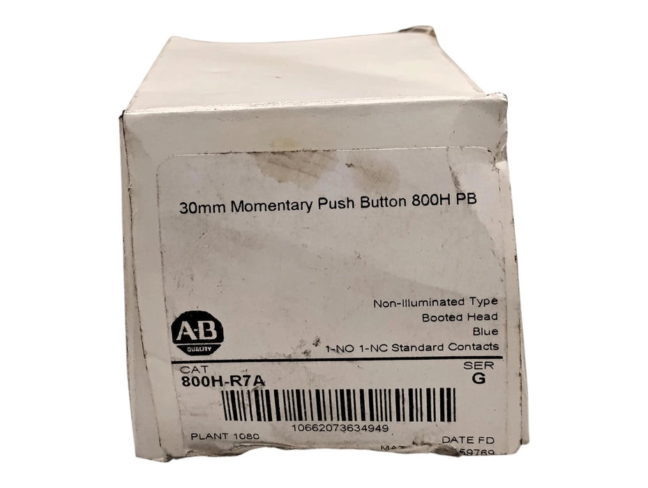 Allen-Bradley 800H-R7A Series G 30mm Non-Illuminated Booted Blue Head Pushbutton