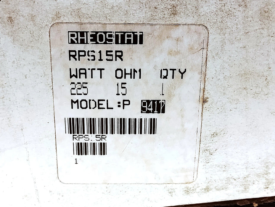 Ohmite RPS15R Model P 225W 15 Ohms Wirewound Rotary Rheostat