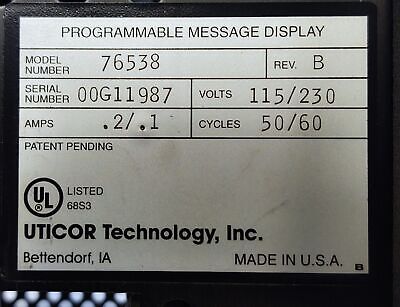 Uticor 76538 PMD200S Programmable Panel Display