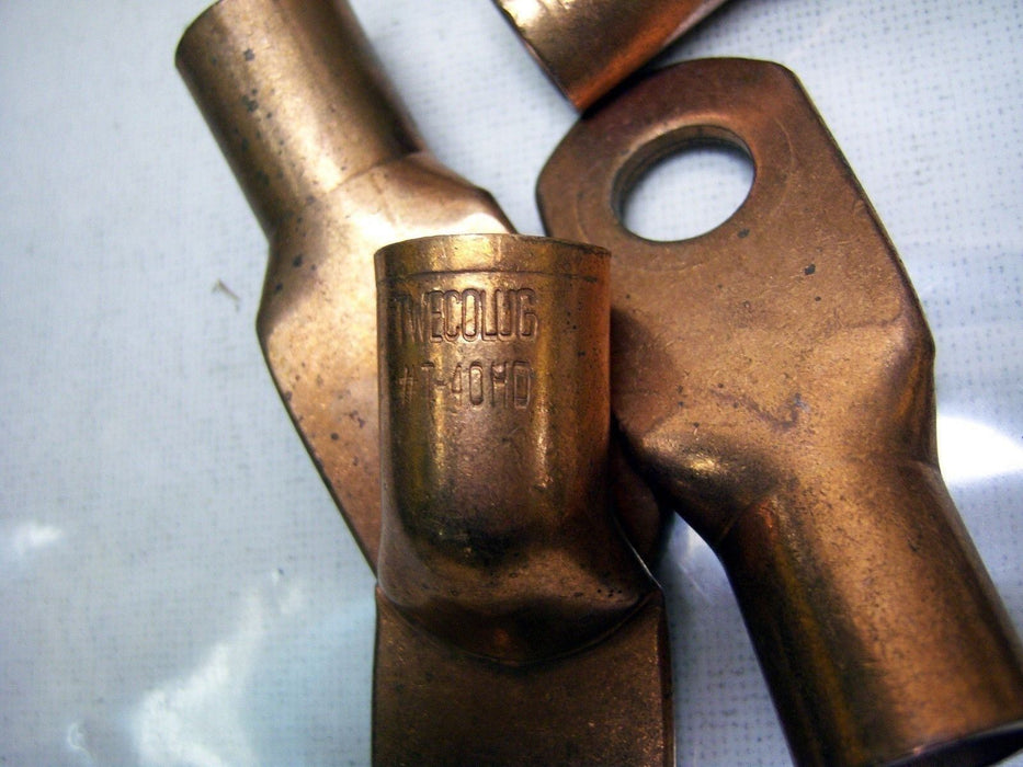 Lot of 5 Burndy Copper Cable Lugs T-40HD