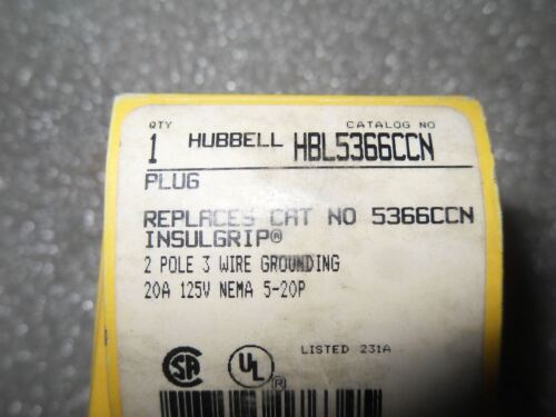 Hubbell HBL5366CCN Insulgrip Plug 20A 125V NEMA 5-20P