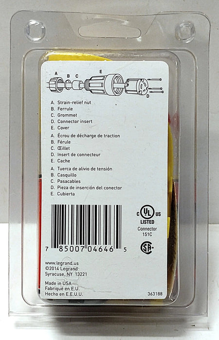 Legrand PS15W47CCV3 125 V AC 15 A 5-15R 2 Pole Watertight Plug Receptacle