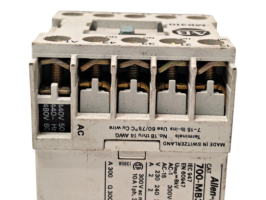 Allen-Bradley 700-MB310A4 Series A 300 V 10 A Control Relay w/ 440/480 V AC Coil