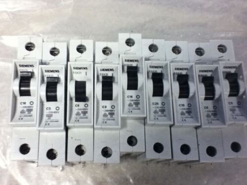 LOT OF 9 Siemens 5SX21 CIRCUIT BREAKERS