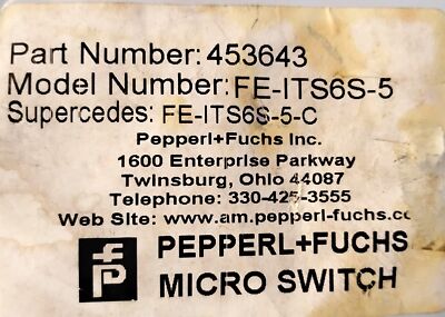 Pepperl & Fuchs FE-ITS6S-5 453643 Glass Fiber Optic Sensor Cable