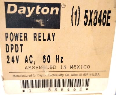 Dayton 5X846E 24 V AC DPDT Power Relay