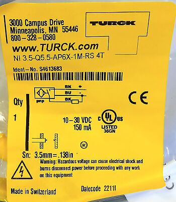Turck NI3.5-Q5.5-AP6X-1M-RS4T 10-30 V DC Proximity Sensor