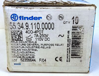 Finders 55.34.9.110.0000 250 V 7 A 4PDT Plug-in Relays with 110 VDC Coil
