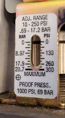 Barksdale E1S-H250-BR 125/250/480 V AC 10-250 PSI Pressure Switch