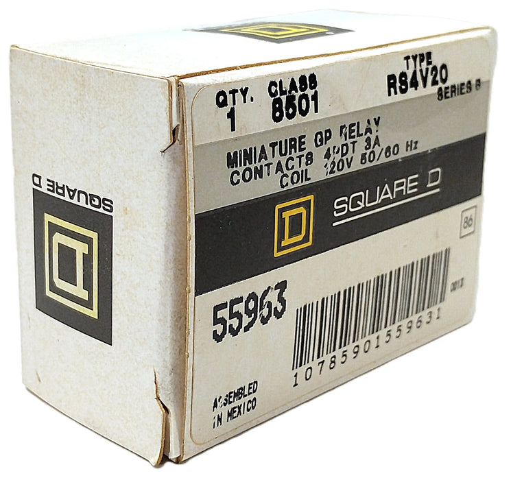 Square D 8501-RS4V20 55963 120 V AC 3 A Miniature Plug-in Relay