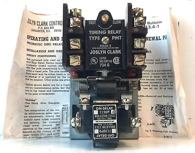 Joslyn Clark 713UPA-76 110-120 V AC Coil 2NO/2NC PMT Pneumatic Timing Relay