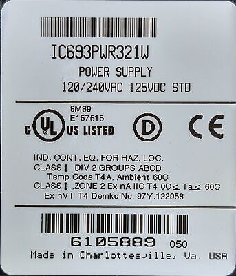GE IC693PWR321W PLC Power Supply