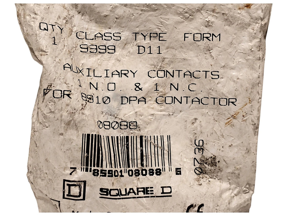 Square D 9999-D11 120 V AC 3 A 1 NO/1 NC Auxiliary Contact for Contactor