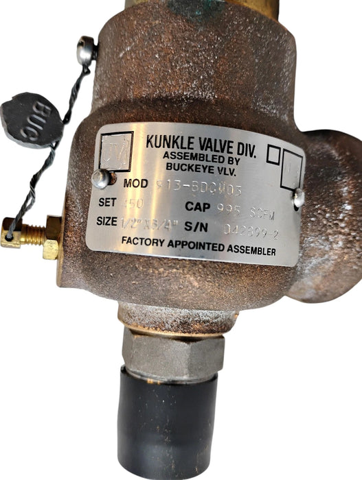 Kunkle Valve 913-BDCM03 1/2" In 3/4" Out 995 SCFM 450 Set Pressure Relief Valve
