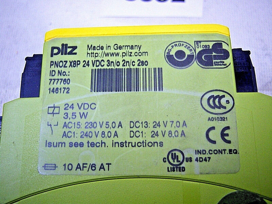 Pilz Safety Relay PNOZ X8P24VDC3N/O2N/C2SO