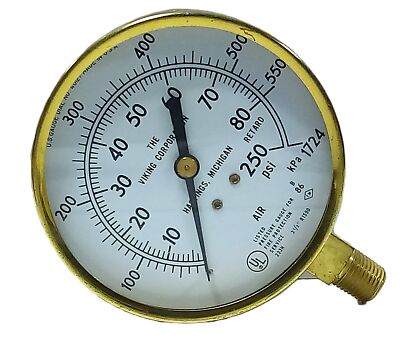 AMETEK R1590 0-80 psi Retarded to 250 psi 1/4 in ANPT Air Pressure Gauge