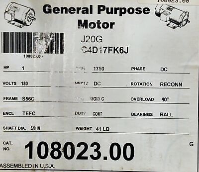 LEESON 108023.00 C4D17FK6J 180 V 5 A 1 HP 1750 RPM DC Motor