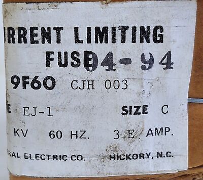 GE 9F60 CJH003 Type EJ-1 Size C 15.5 KV 3 A Current-Limiting Fuse