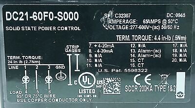 Watlow DC21-60F0-S000 DIN-A-MITE® 277-600 V AC Solid State Controlled Rectifier