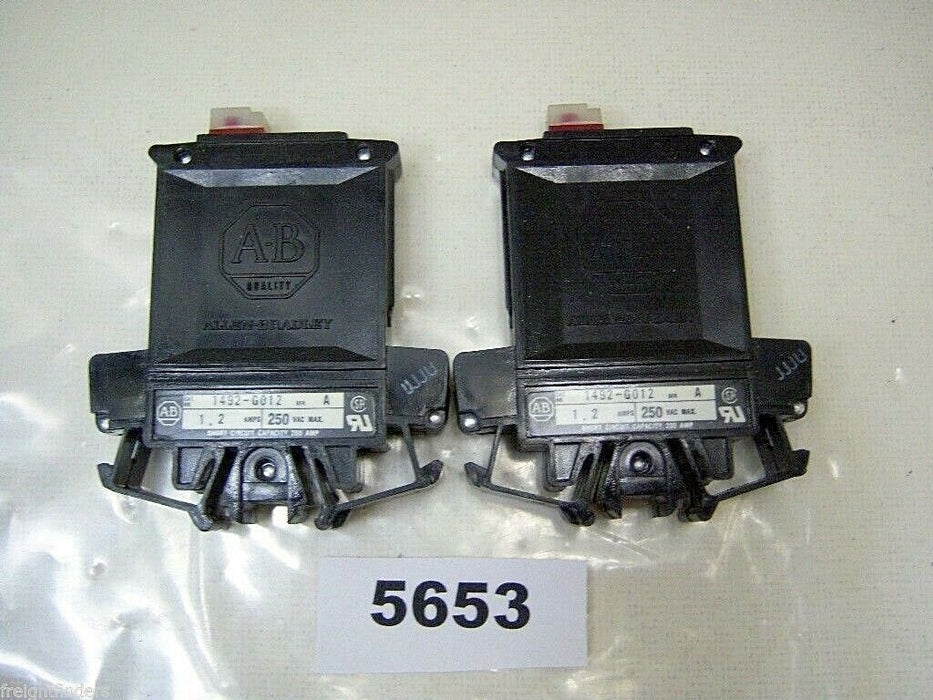 Lot of 2 Allen-Bradley Circuit Breakers 1492-GO12 1.2 A 250VAC