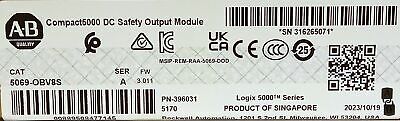 Allen-Bradley 5069-OBV8S CompactLogix Ser A FW 3.011 PLC Safety Output Module