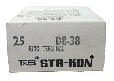 Thomas & Betts D8-38 Non-Insulated Large Brazed Seam Ring Terminal - Qty. 25