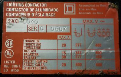 Square D 8903LO40V02 Lighting Contactor