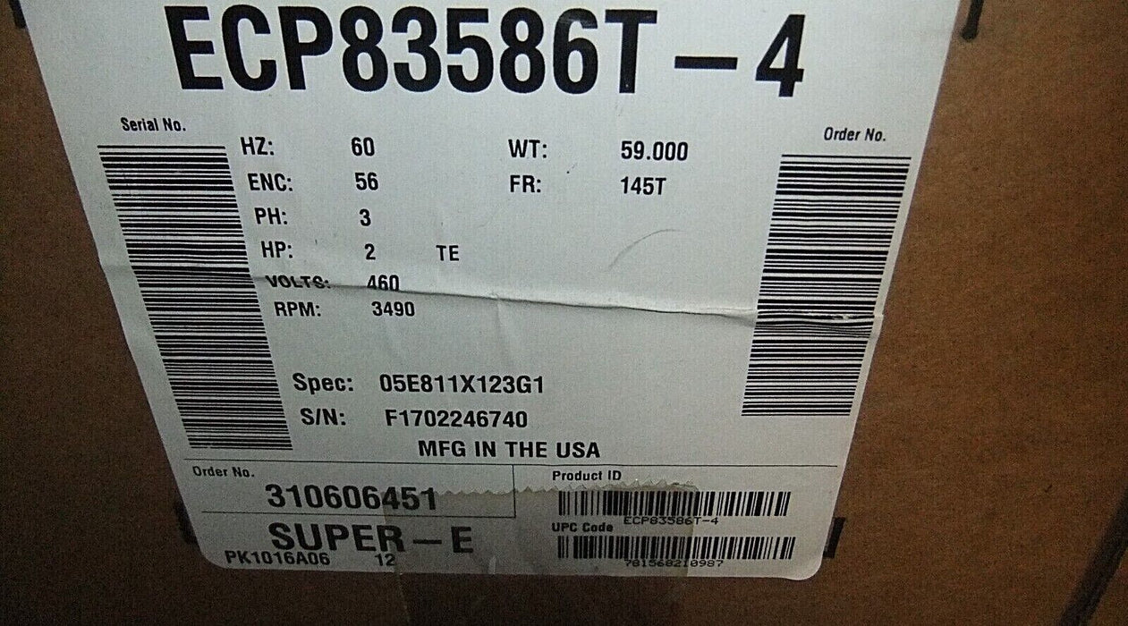 Baldor 2 HP Motor ECP83586T-4