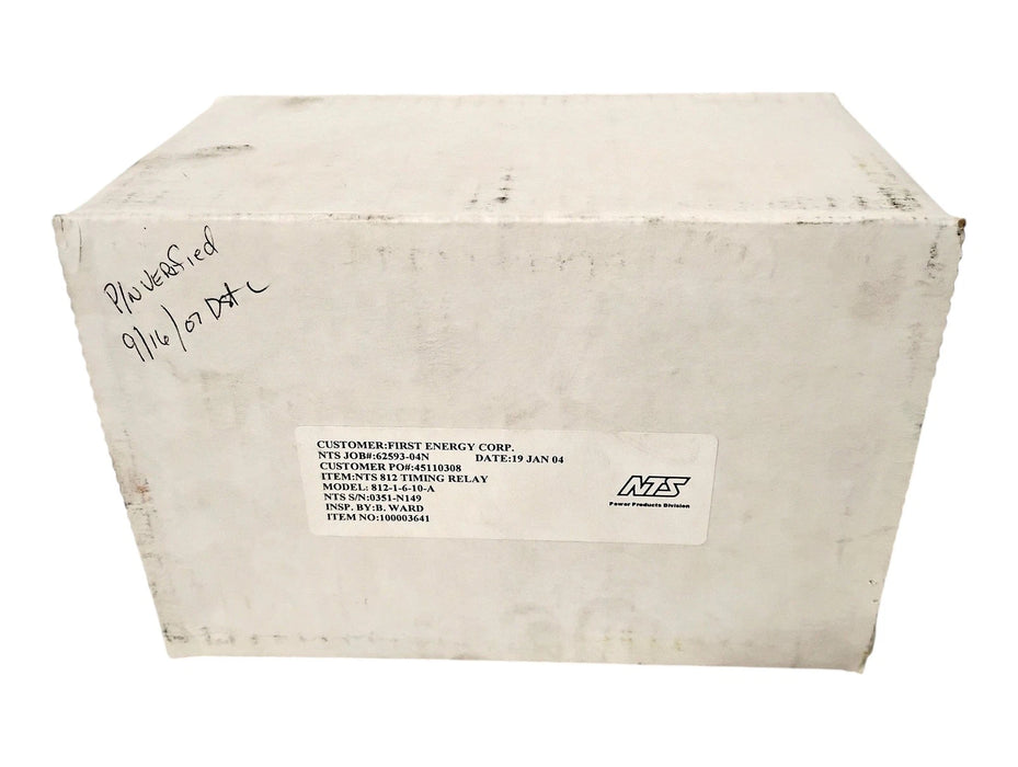 NTS 812-1-6-10-A 120 V AC / 125 V DC 3-30 Min. Range 4PDT DOPI Time Delay Relay