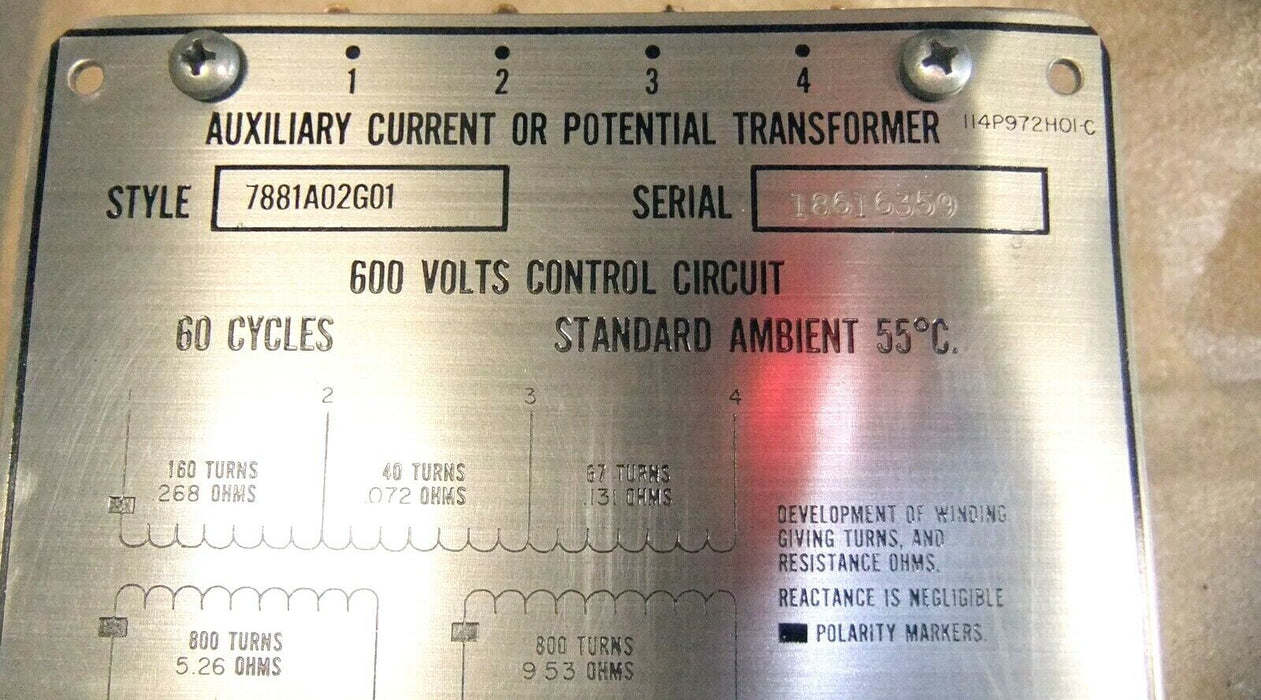 Westinghouse Aux. Current or Voltage Transformer 7881A02G01